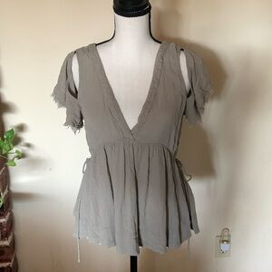 O’Neill extra small grayish  sage green boho the Juniper cut out baby doll top.